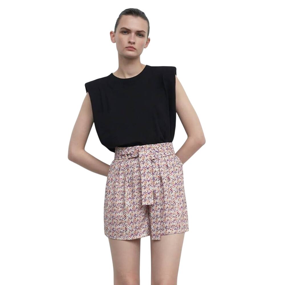 ZARA printed paperbag shorts Size Small NWT